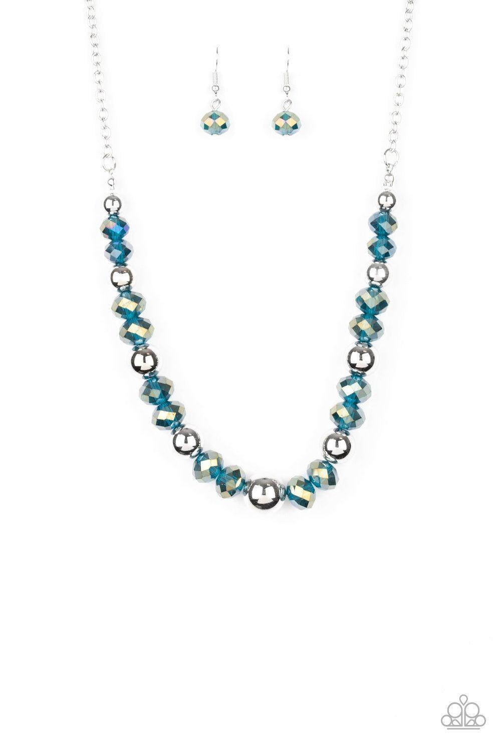 Jewel Jam Metallic Blue Oil Spill Necklace - Paparazzi Accessories-CarasShop.com - $5 Jewelry by Cara Jewels