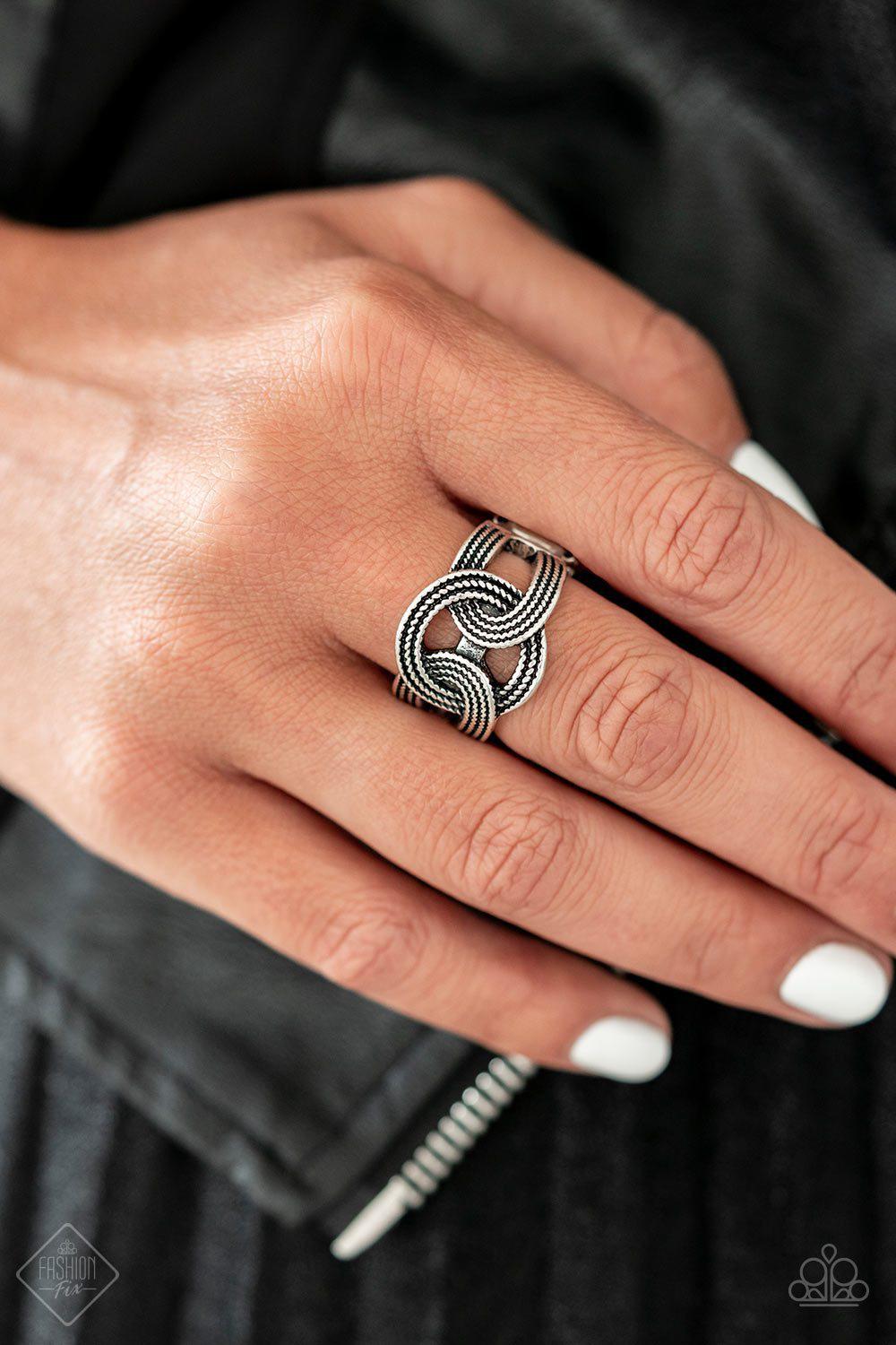 Join Forces Silver Ring - Paparazzi Accessories-CarasShop.com - $5 Jewelry by Cara Jewels