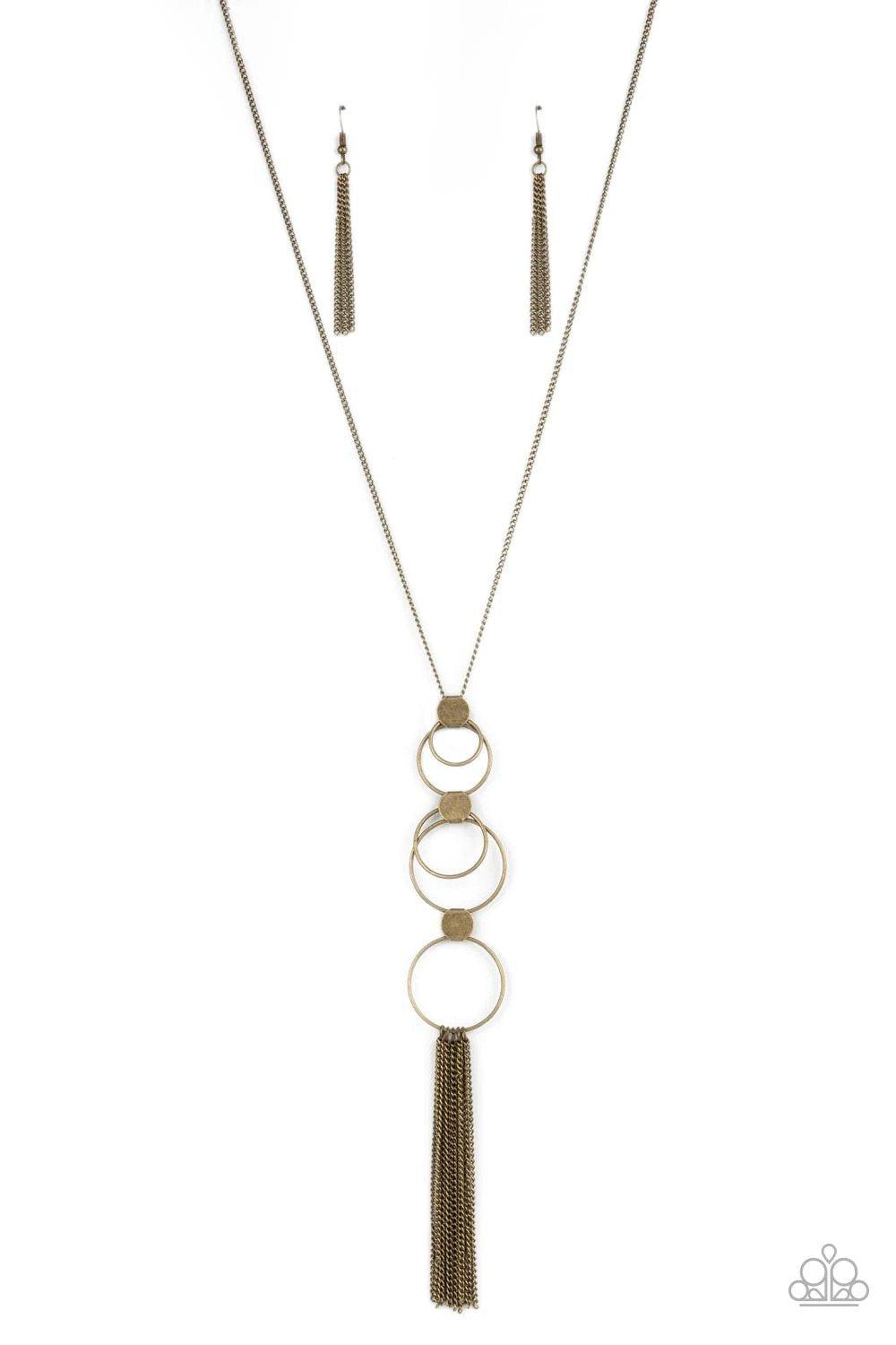 Join The Circle Brass Necklace - Paparazzi Accessories- lightbox - CarasShop.com - $5 Jewelry by Cara Jewels