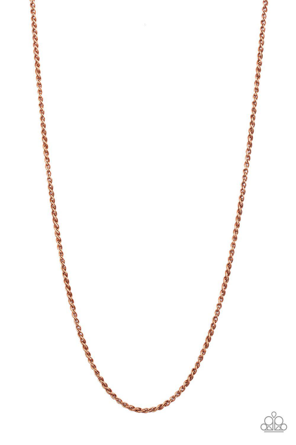 Jump Street Men&#39;s Copper Wheat Chain Necklace - Paparazzi Accessories- lightbox - CarasShop.com - $5 Jewelry by Cara Jewels