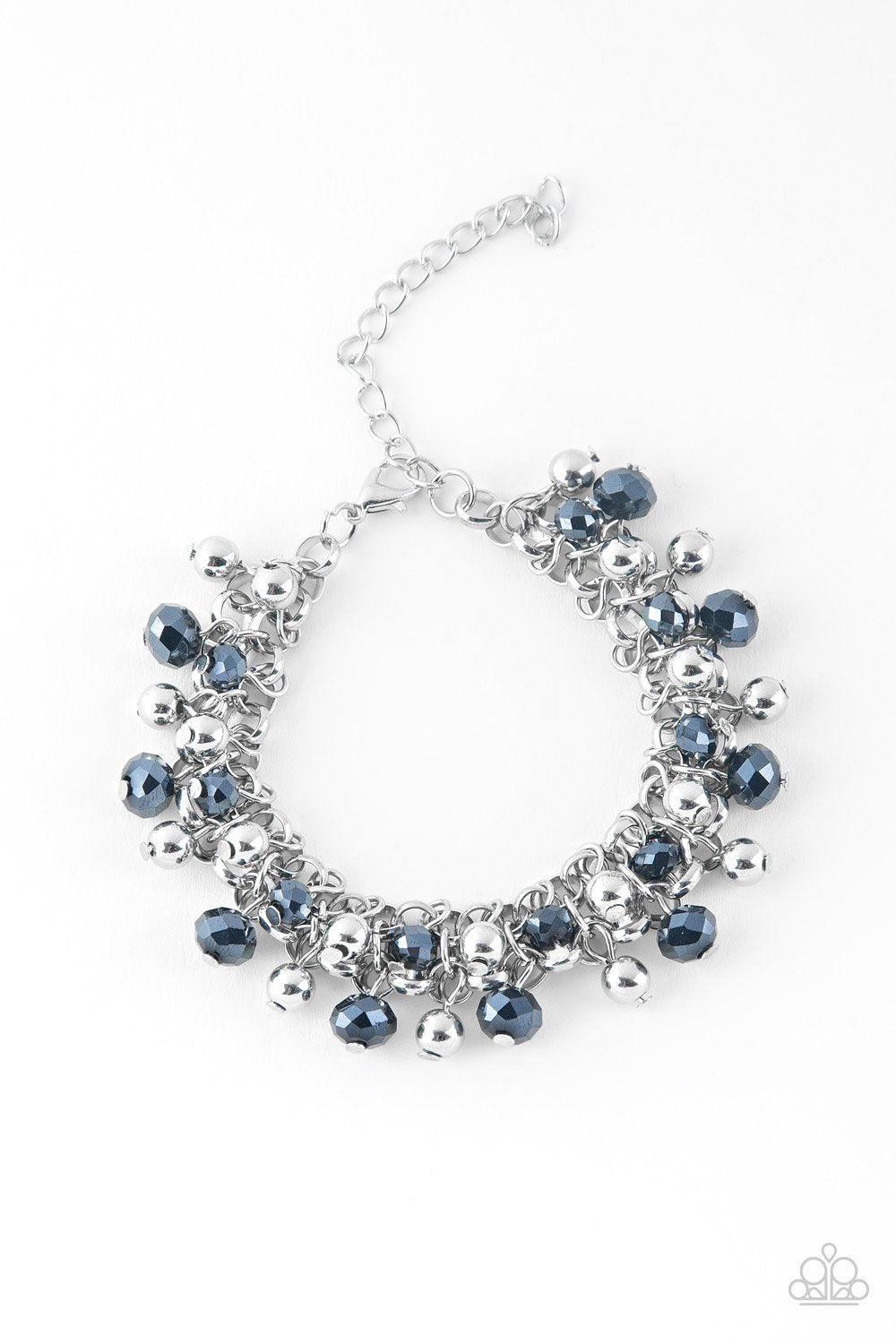 Just For The Fund Of It Metallic Blue and Silver Bracelet - Paparazzi Accessories-CarasShop.com - $5 Jewelry by Cara Jewels