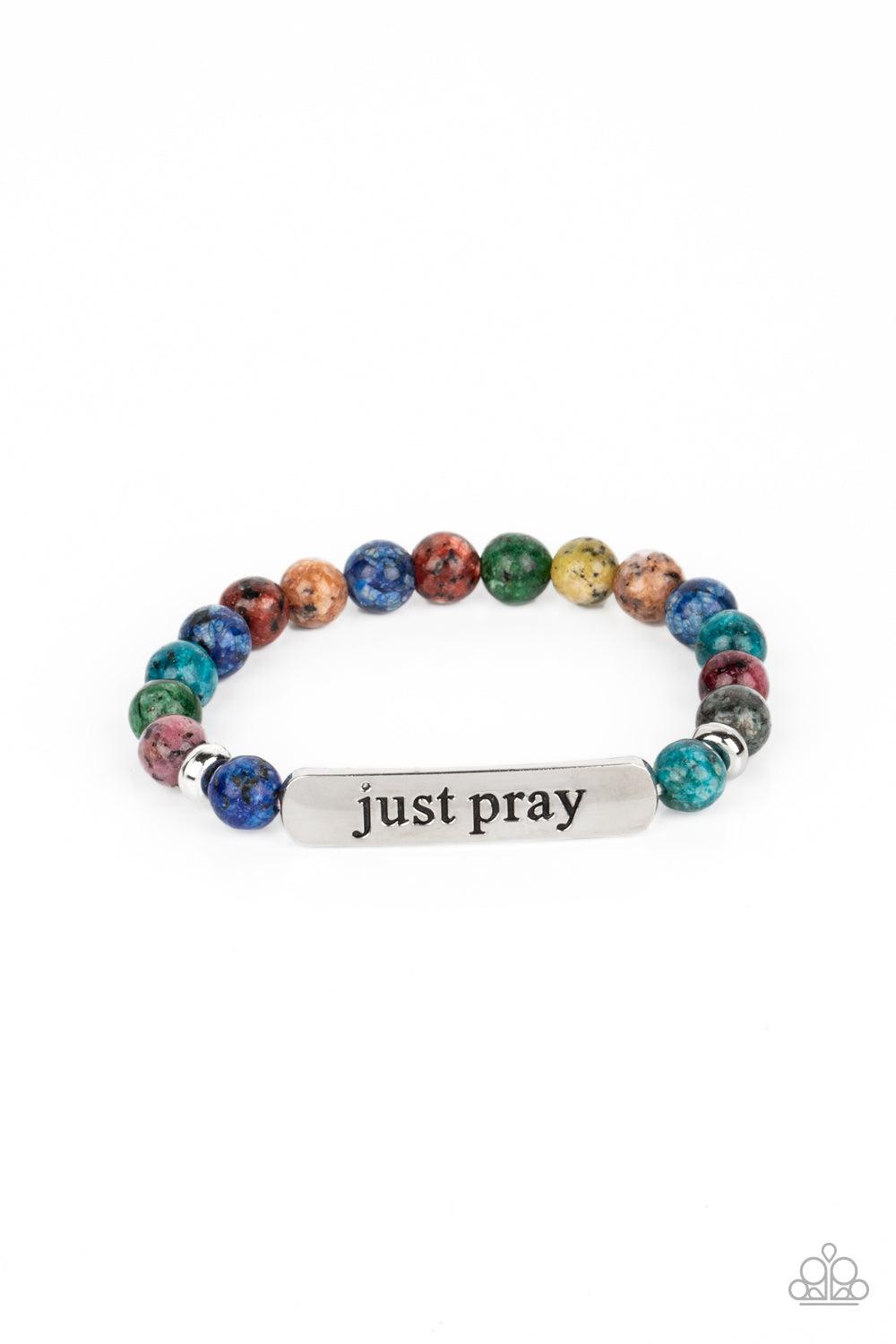Just Pray Multi Stone Inspirational Bracelet - Paparazzi Accessories- lightbox - CarasShop.com - $5 Jewelry by Cara Jewels