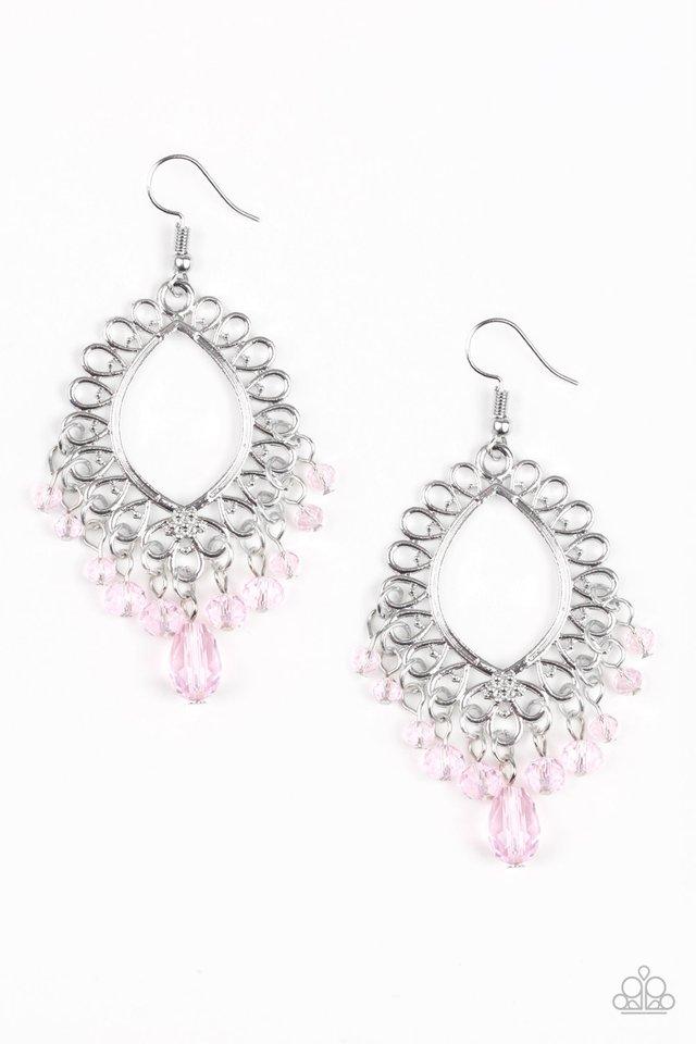 Just Say NOIR Pink and Silver Earrings - Paparazzi Accessories-CarasShop.com - $5 Jewelry by Cara Jewels