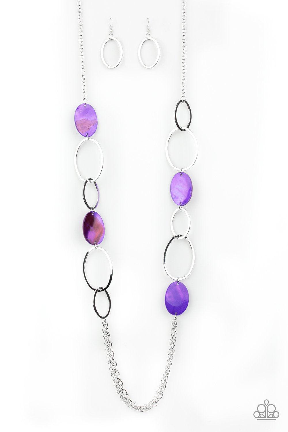 Kaleidoscope Coasts Purple and Silver Necklace - Paparazzi Accessories-CarasShop.com - $5 Jewelry by Cara Jewels