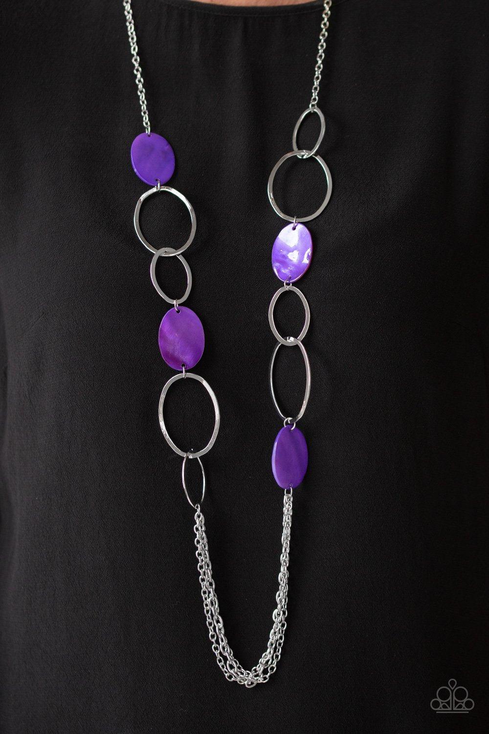 Kaleidoscope Coasts Purple and Silver Necklace - Paparazzi Accessories-CarasShop.com - $5 Jewelry by Cara Jewels