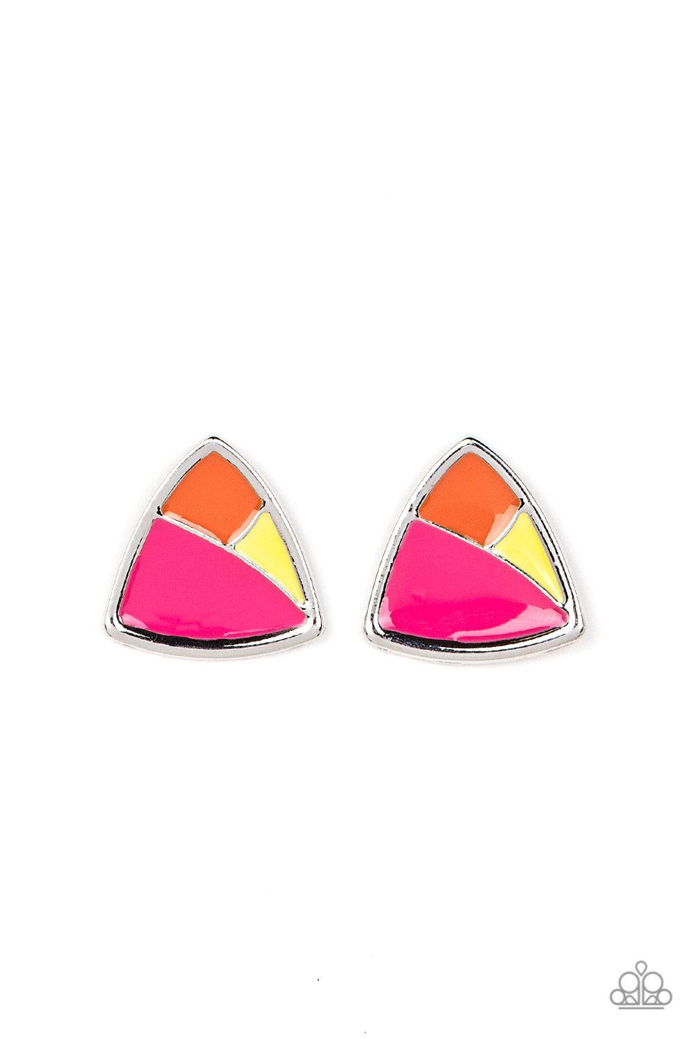 Kaleidoscopic Collision Multi Post Earrings - Paparazzi Accessories- lightbox - CarasShop.com - $5 Jewelry by Cara Jewels