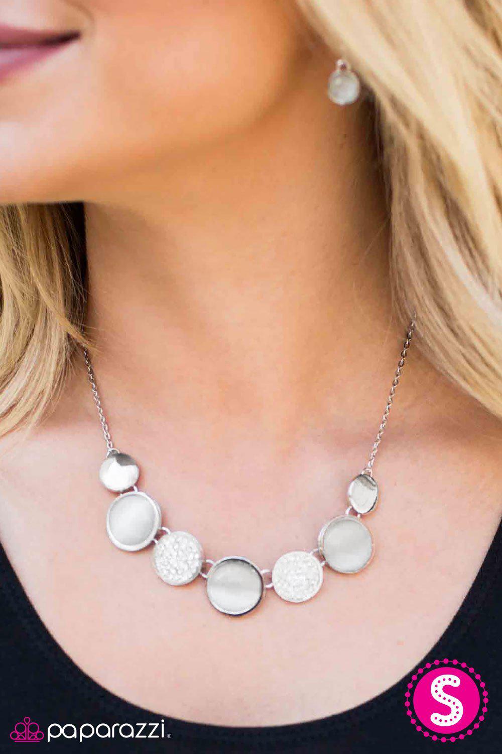 Keep Calm and Sparkle On White Moonstone Necklace and matching Earrings - Paparazzi Accessories-CarasShop.com - $5 Jewelry by Cara Jewels