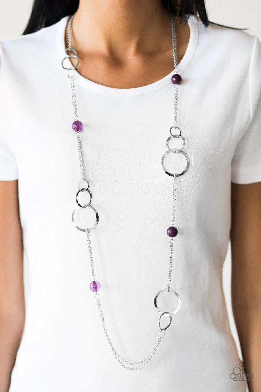 Keepin&#39; It Cali Purple Necklace - Paparazzi Accessories- on model - CarasShop.com - $5 Jewelry by Cara Jewels