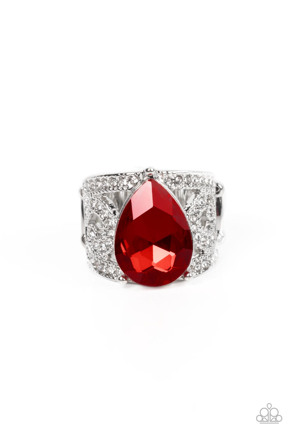 Kinda a Big Deal Red Rhinestone Ring - Paparazzi Accessories- lightbox - CarasShop.com - $5 Jewelry by Cara Jewels