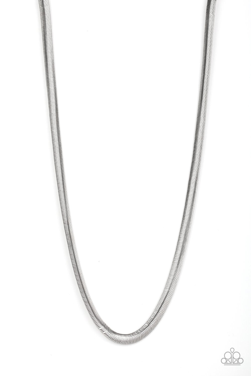 Kingpin Men&#39;s Silver Herringbone Chain Necklace - Paparazzi Accessories-CarasShop.com - $5 Jewelry by Cara Jewels
