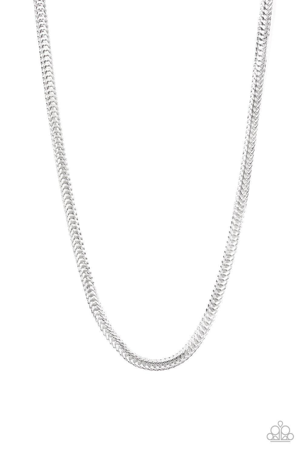 Knockout King Men&#39;s Silver Chain Necklace - Paparazzi Accessories - lightbox -CarasShop.com - $5 Jewelry by Cara Jewels