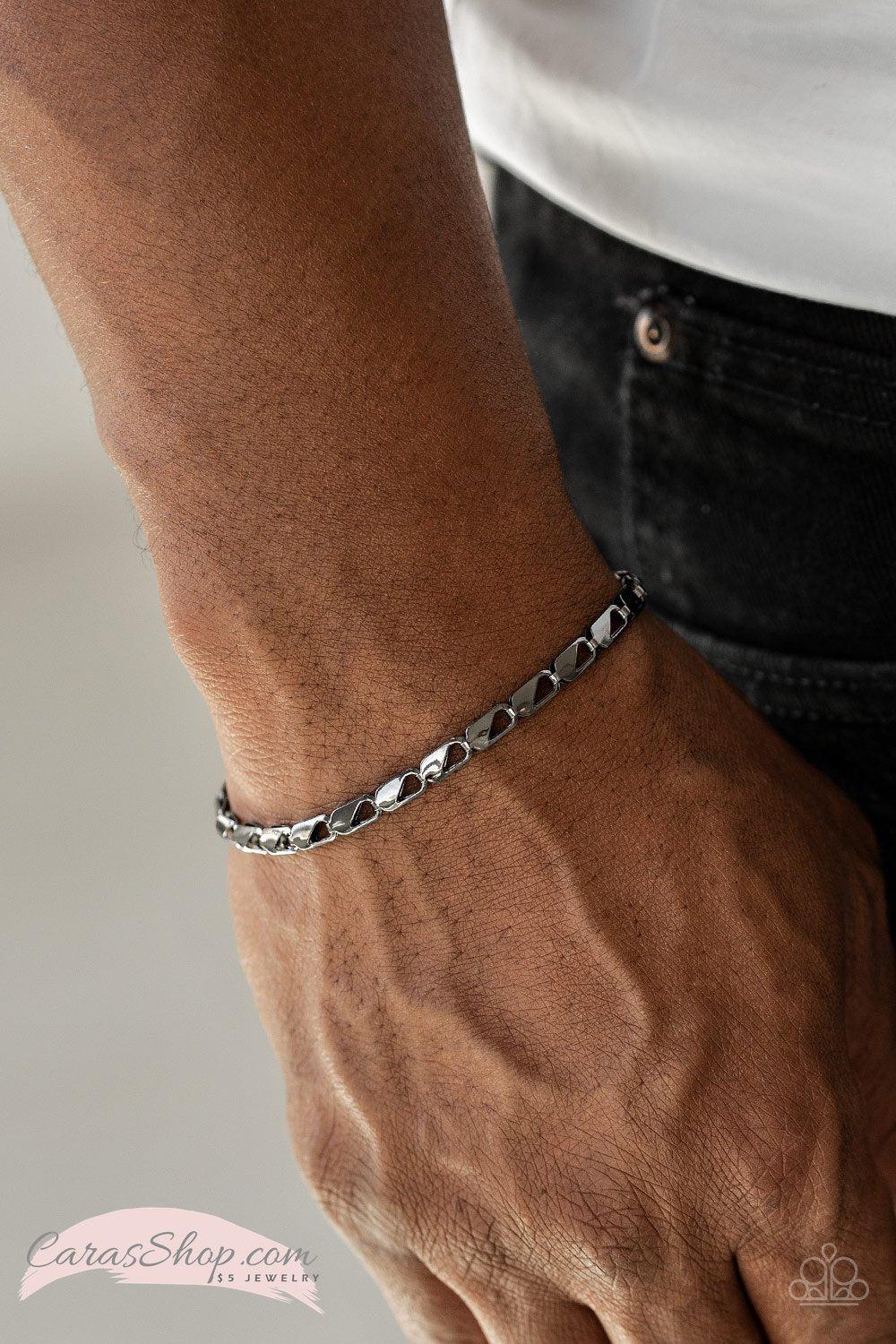 K.O. Men&#39;s Black Chain Bracelet - Paparazzi Accessories-CarasShop.com - $5 Jewelry by Cara Jewels