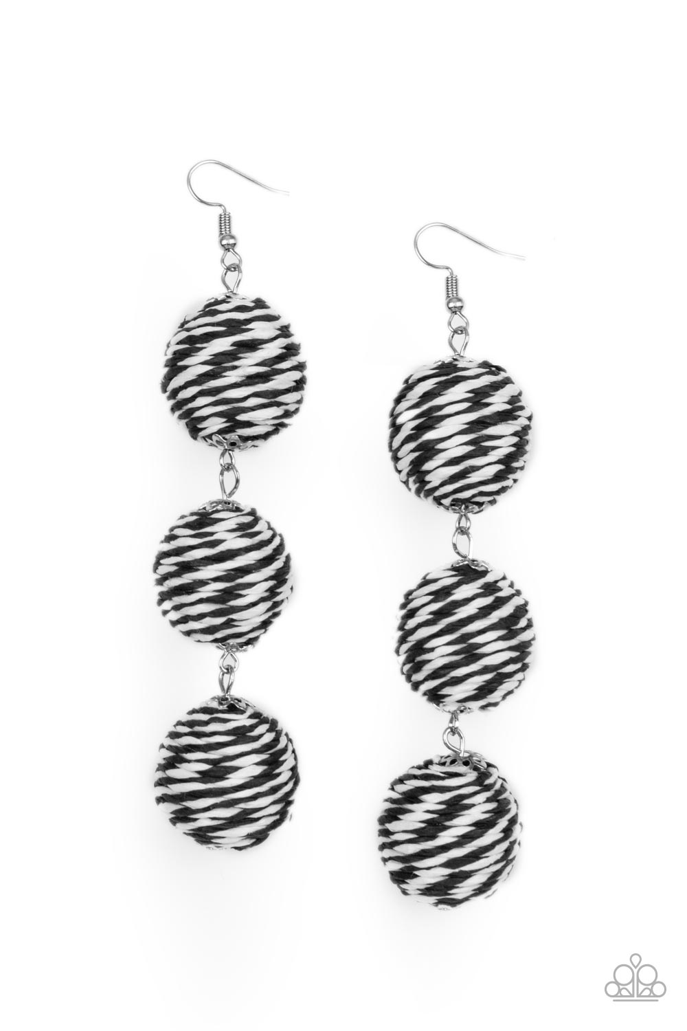 Laguna Lanterns Black & White Earrings - Paparazzi Accessories- lightbox - CarasShop.com - $5 Jewelry by Cara Jewels