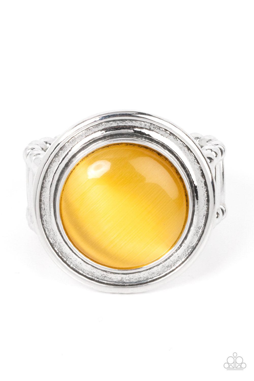 Laguna Luminosity Yellow Cat&#39;s Eye Stone Ring - Paparazzi Accessories- lightbox - CarasShop.com - $5 Jewelry by Cara Jewels