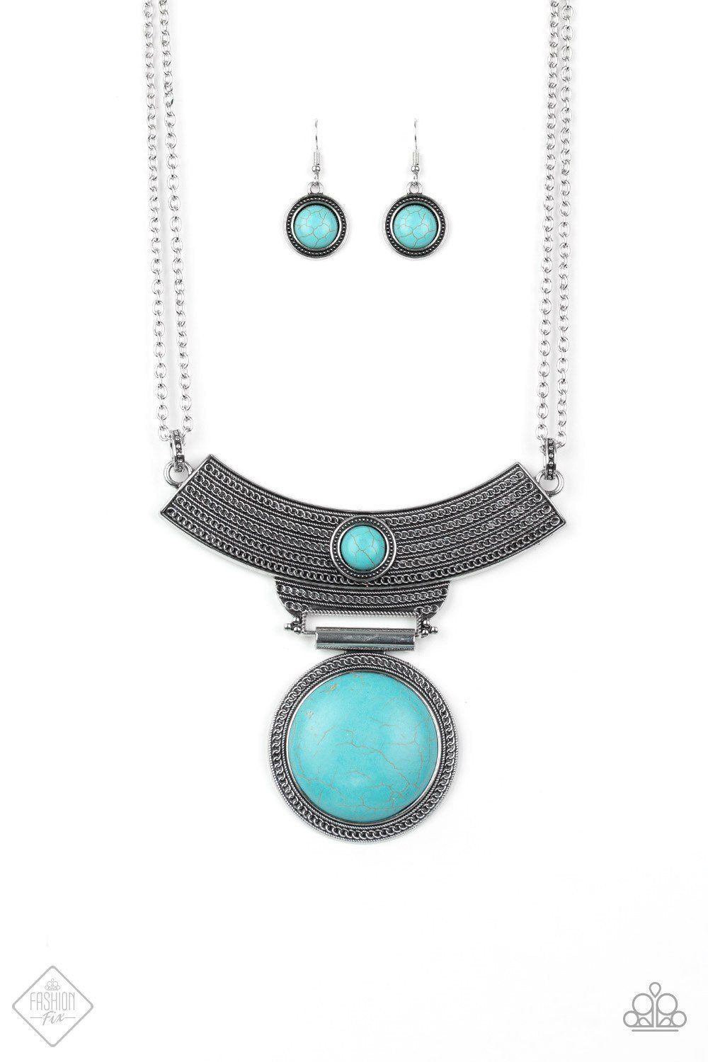 Lasting EMPRESS-ions Turquoise Blue Stone Necklace - Paparazzi Accessories-CarasShop.com - $5 Jewelry by Cara Jewels