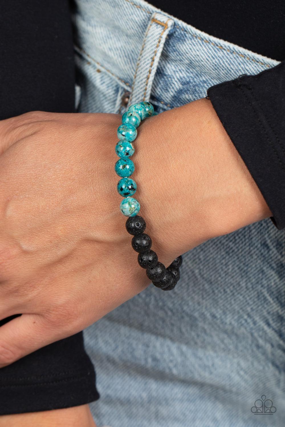 LAVA Language Blue Bracelet - Paparazzi Accessories-on model - CarasShop.com - $5 Jewelry by Cara Jewels