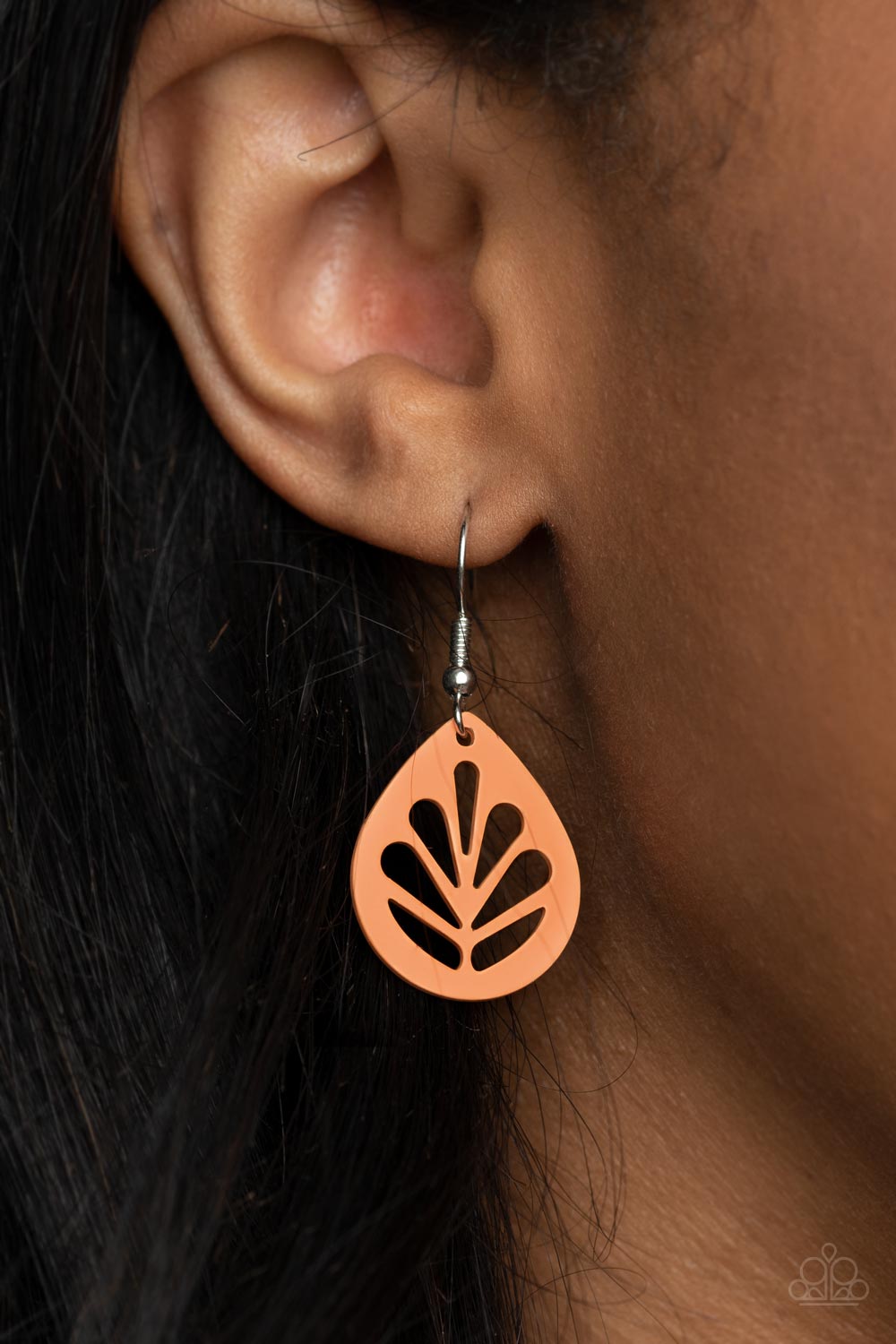 LEAF Yourself Wide Open Orange Leaf Earrings - Paparazzi Accessories- lightbox - CarasShop.com - $5 Jewelry by Cara Jewels