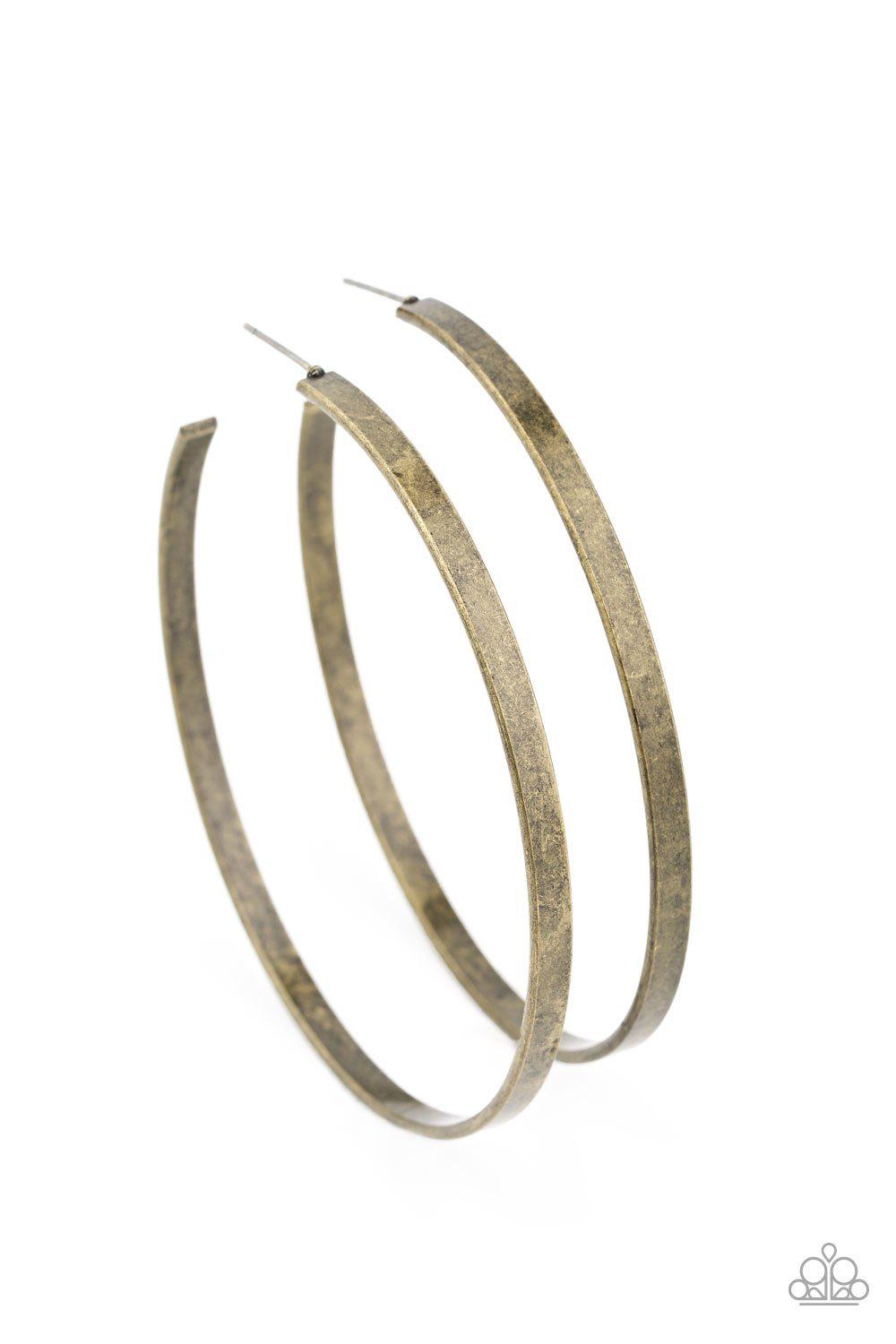 Lean Into The Curves Brass Hoop Earrings - Paparazzi Accessories - lightbox -CarasShop.com - $5 Jewelry by Cara Jewels