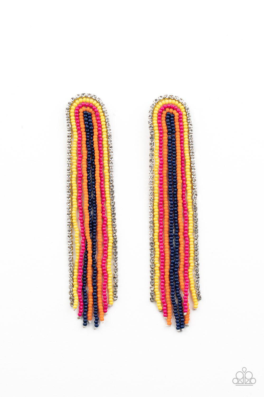 Let There BEAD Light Multicolor Seed Bead and Rhinestone Earrings - Paparazzi Accessories Life of the Party Exclusive December 2020-CarasShop.com - $5 Jewelry by Cara Jewels