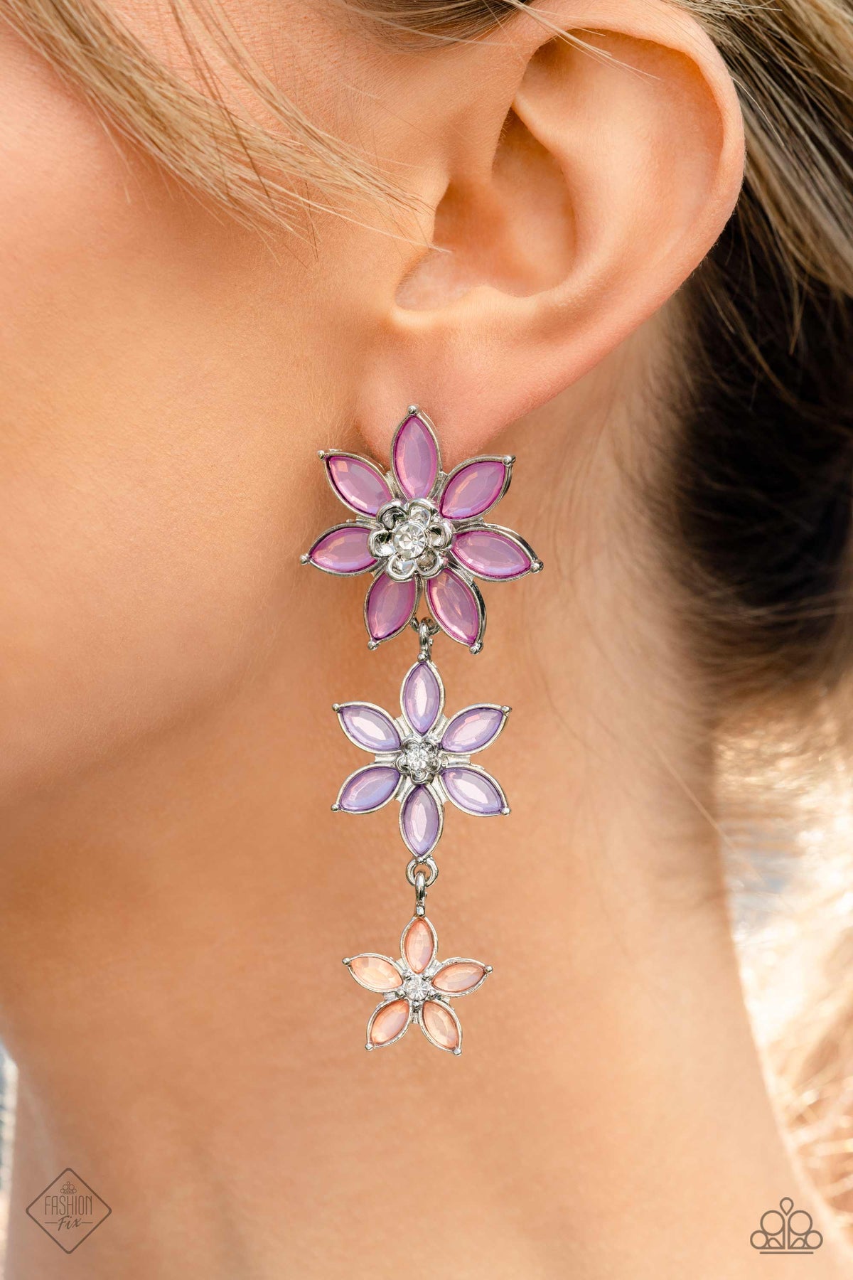 Lets Get it GARLAND Multi Flower Earrings - Paparazzi Accessories-on model - CarasShop.com - $5 Jewelry by Cara Jewels