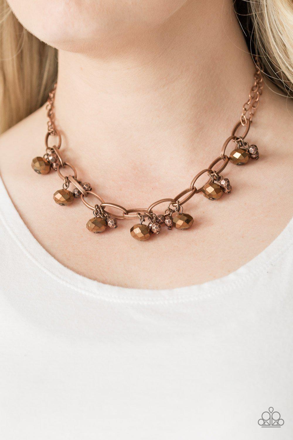 Let's Get This Fashion Show On The Road Copper Necklace - Paparazzi Accessories-CarasShop.com - $5 Jewelry by Cara Jewels