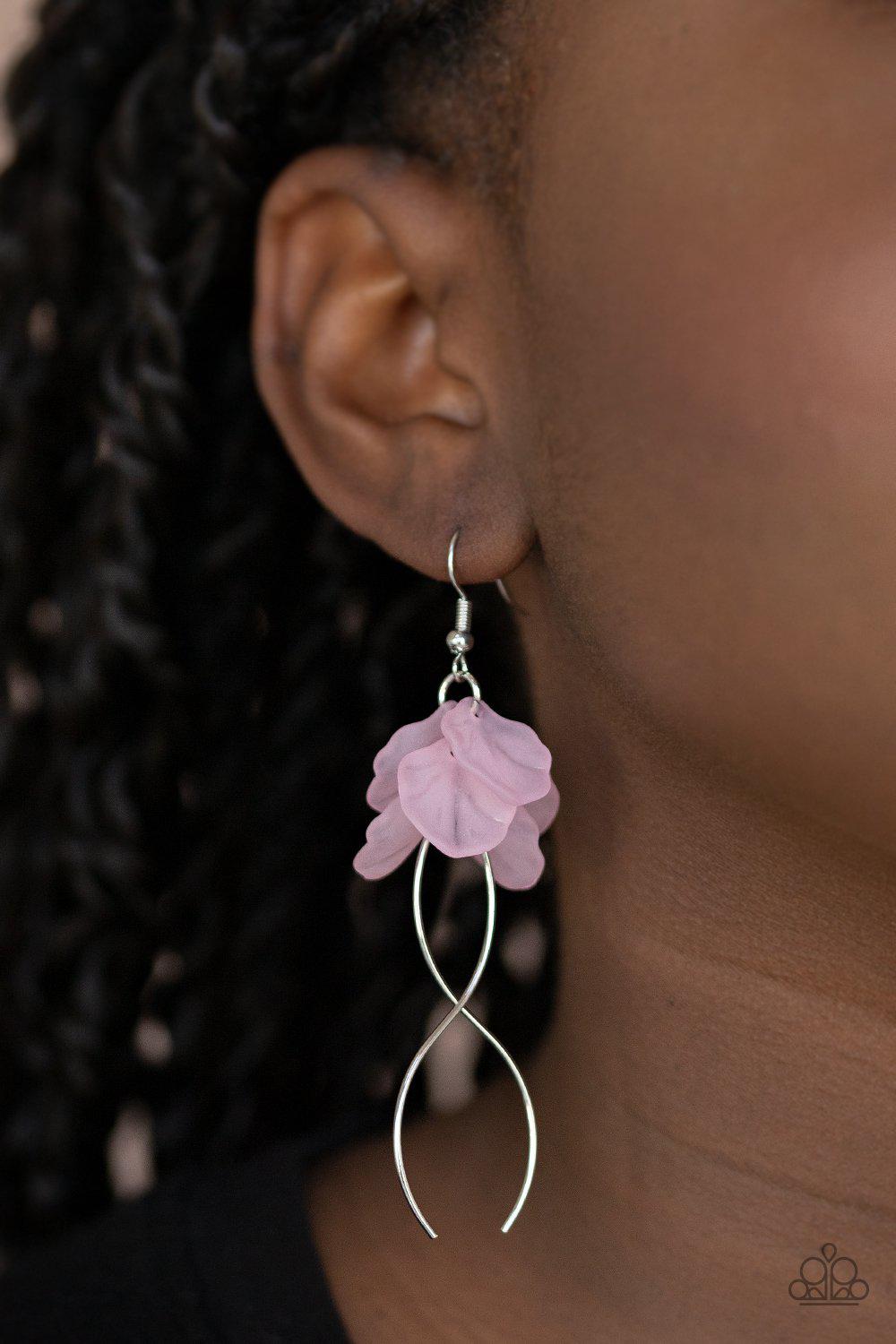 Let&#39;s Keep it ETHEREAL Pink Acrylic Flower Petal Earrings - Paparazzi Accessories-CarasShop.com - $5 Jewelry by Cara Jewels