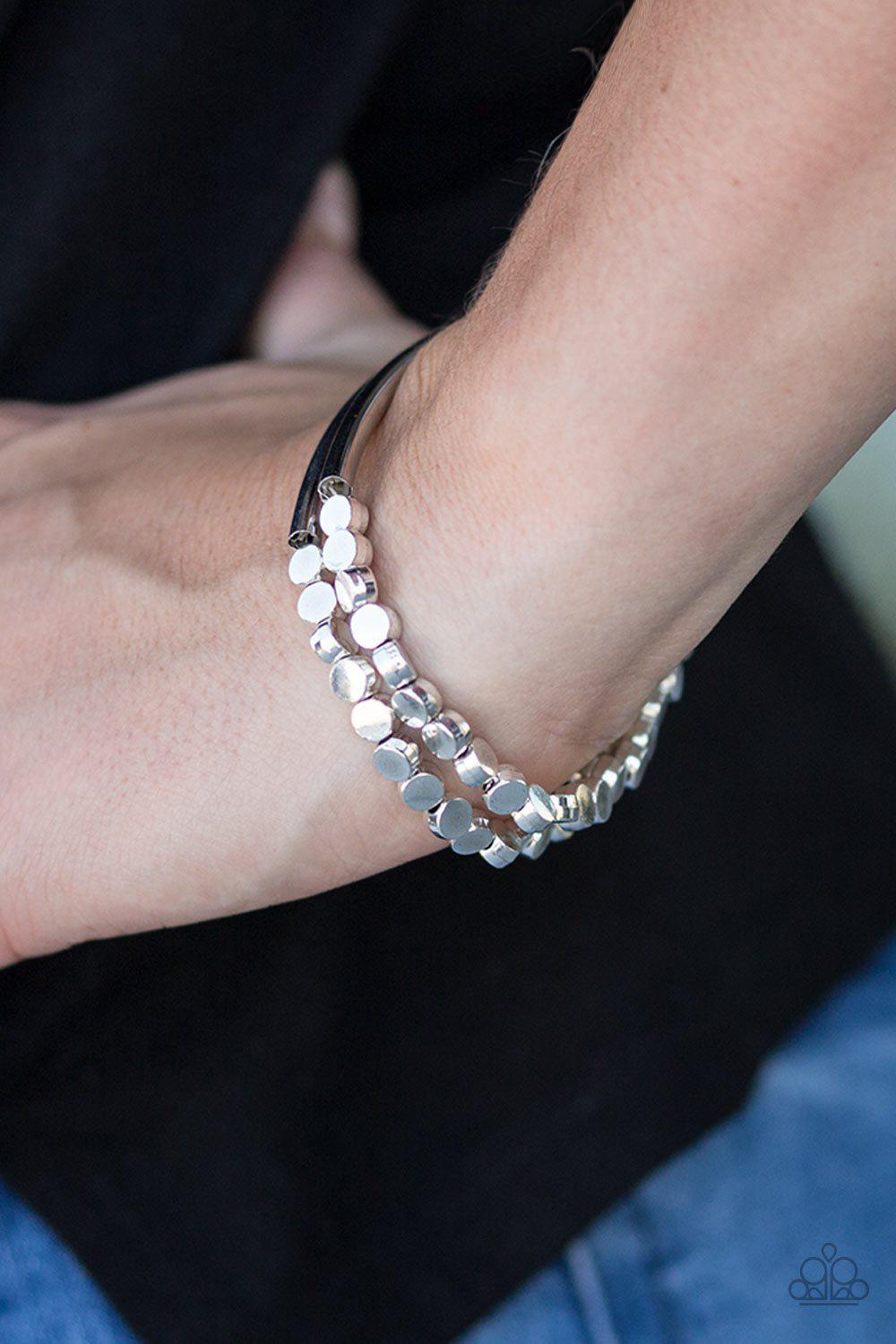 Life Is A GLEAM Silver Stretch Bracelet Set - Paparazzi Accessories-CarasShop.com - $5 Jewelry by Cara Jewels
