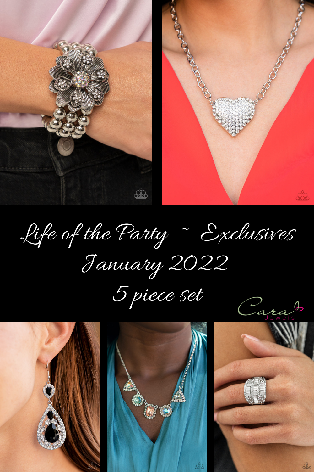 Life of the Party Exclusives January 2022 - 5 piece set - Paparazzi Accessories- lightbox - CarasShop.com - $5 Jewelry by Cara Jewels