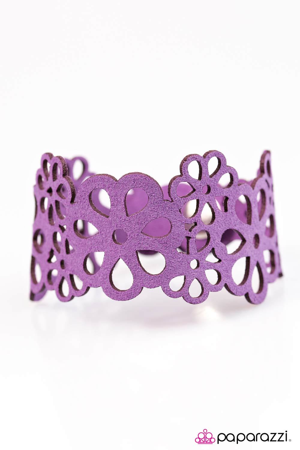 Life&#39;s A Garden Purple Lace Urban Wrap Snap Bracelet - Paparazzi Accessories-CarasShop.com - $5 Jewelry by Cara Jewels