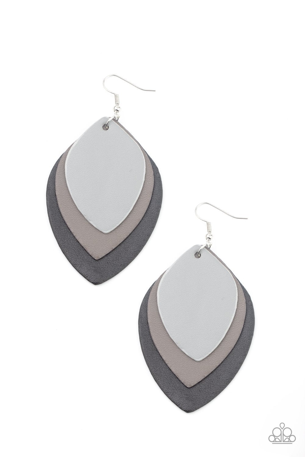 Light as a LEATHER Black Leather Earrings - Paparazzi Accessories - lightbox -CarasShop.com - $5 Jewelry by Cara Jewels