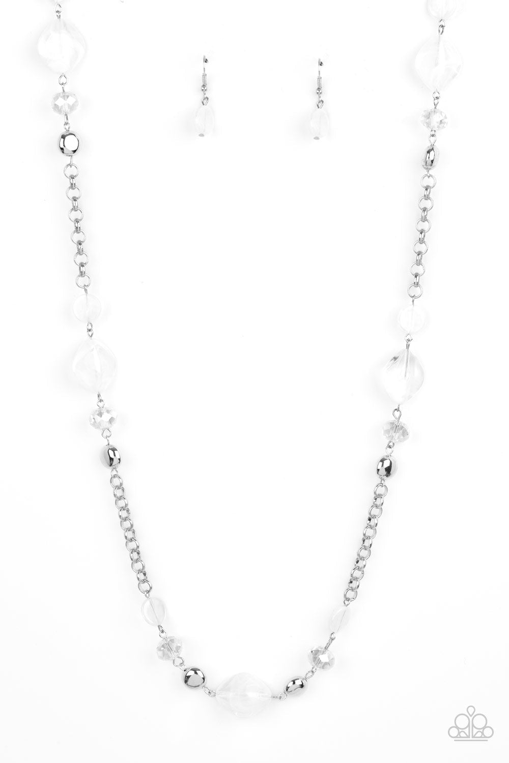 Light-Scattering Luminosity White Necklace - Paparazzi Accessories- lightbox - CarasShop.com - $5 Jewelry by Cara Jewels