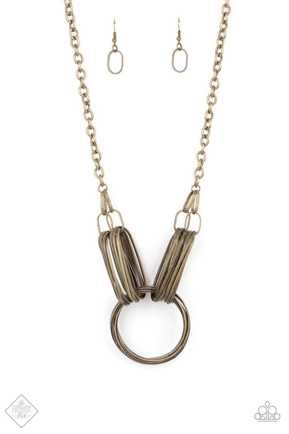Lip Sync Links Brass Necklace - Paparazzi Accessories- lightbox - CarasShop.com - $5 Jewelry by Cara Jewels