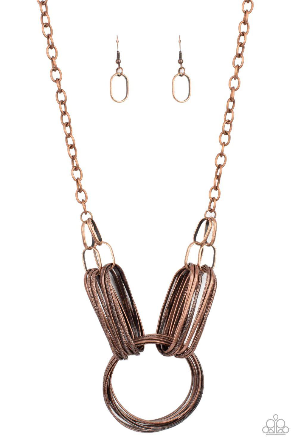 Lip Sync Links Copper Necklace - Paparazzi Accessories- lightbox - CarasShop.com - $5 Jewelry by Cara Jewels