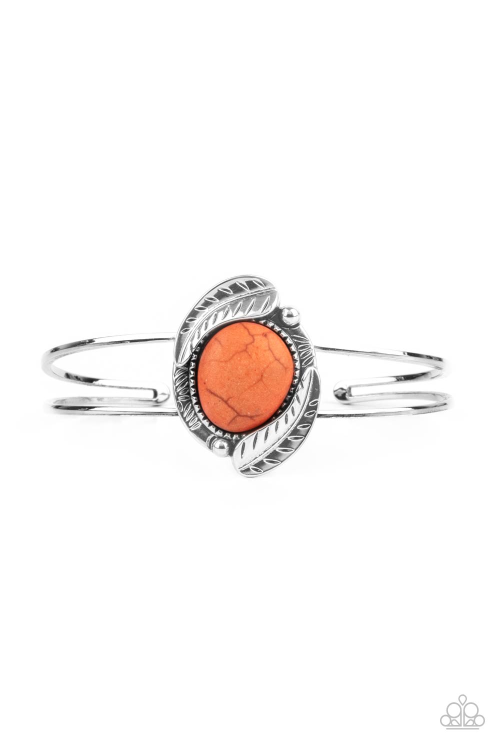 Living Off The BANDLANDS Orange Stone Cuff Bracelet - Paparazzi Accessories- lightbox - CarasShop.com - $5 Jewelry by Cara Jewels