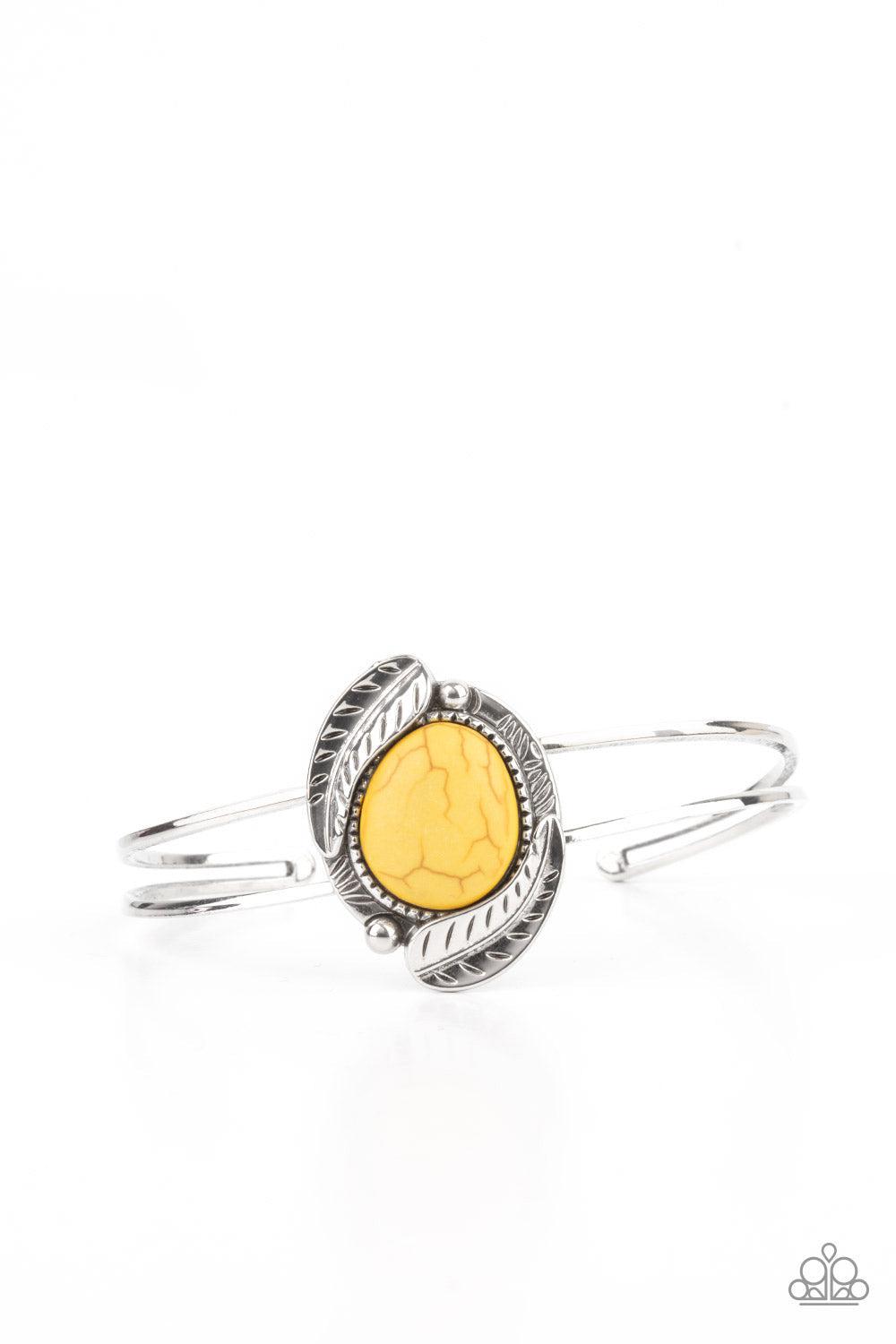 Living Off The BANDLANDS Yellow Stone Cuff Bracelet - Paparazzi Accessories- lightbox - CarasShop.com - $5 Jewelry by Cara Jewels