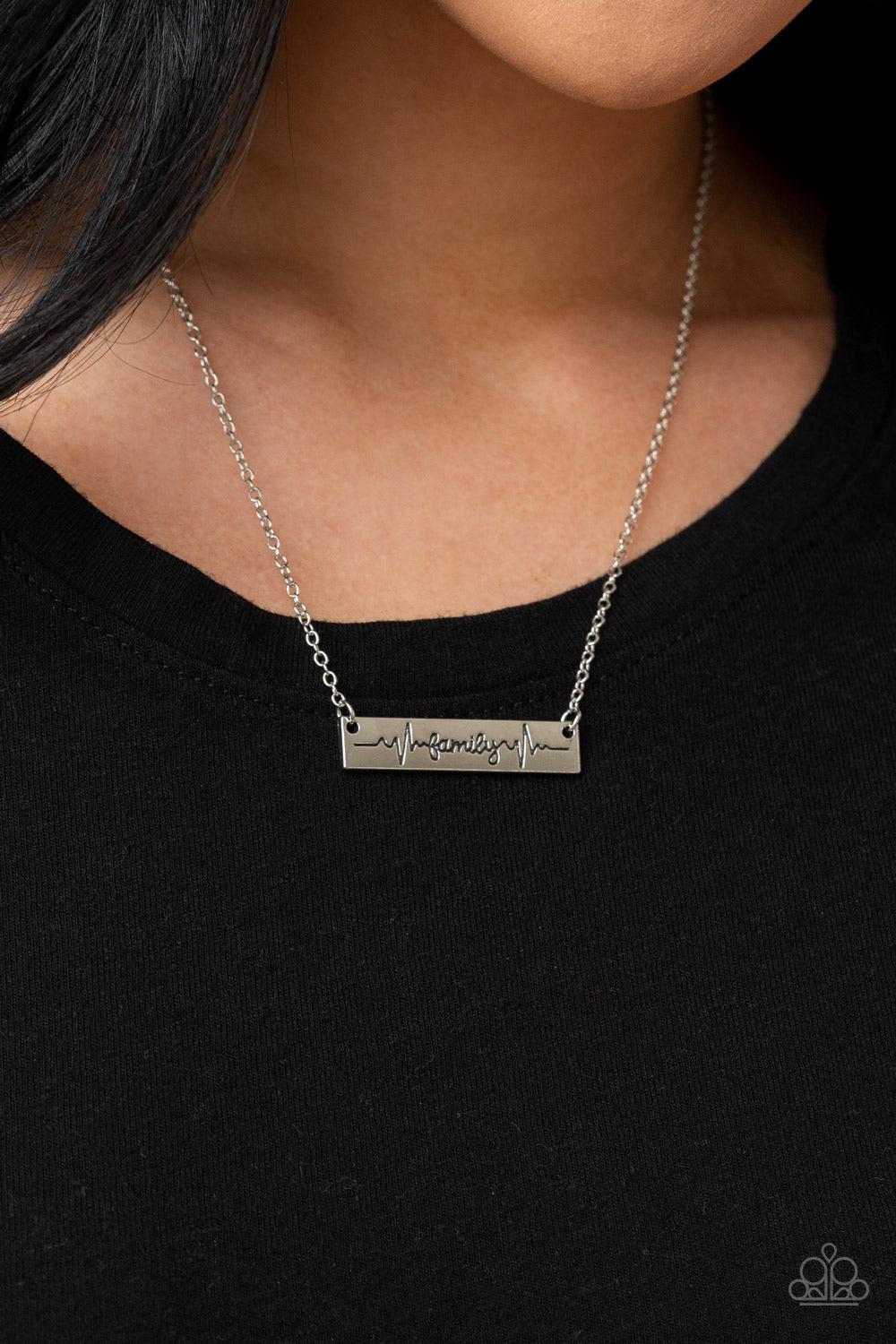 Living The Mom Life Silver Inspirational Necklace-on model - CarasShop.com - $5 Jewelry by Cara Jewels