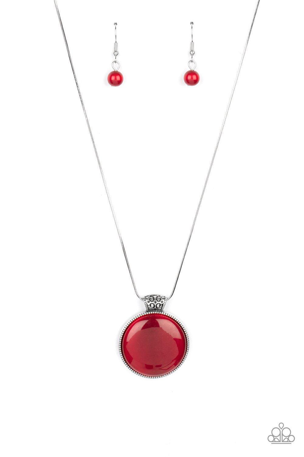 Look Into My Aura Red Cat&#39;s Eye Stone Necklace - Paparazzi Accessories- lightbox - CarasShop.com - $5 Jewelry by Cara Jewels