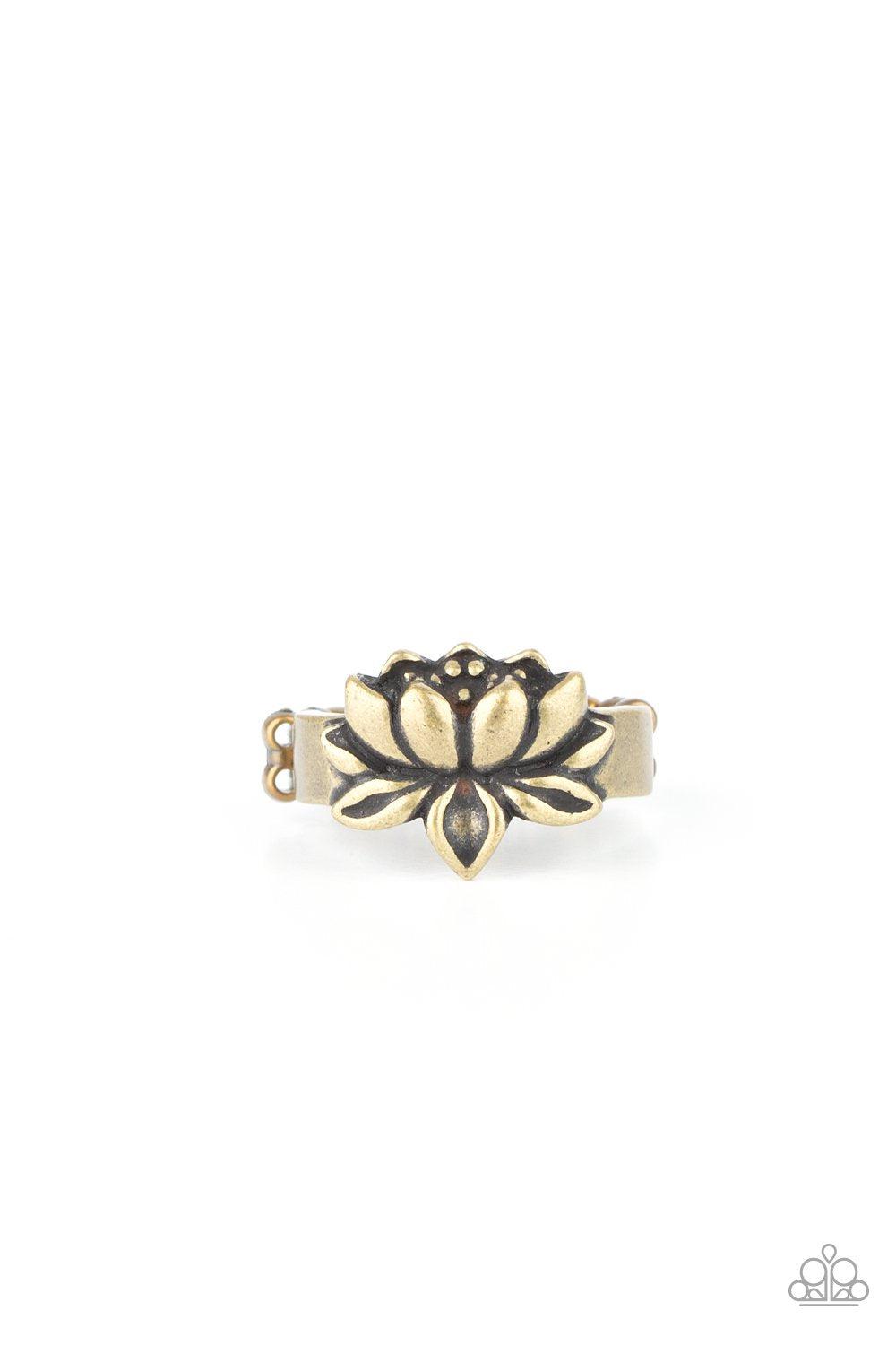 Lotus Crowns Brass Ring - Paparazzi Accessories- lightbox - CarasShop.com - $5 Jewelry by Cara Jewels