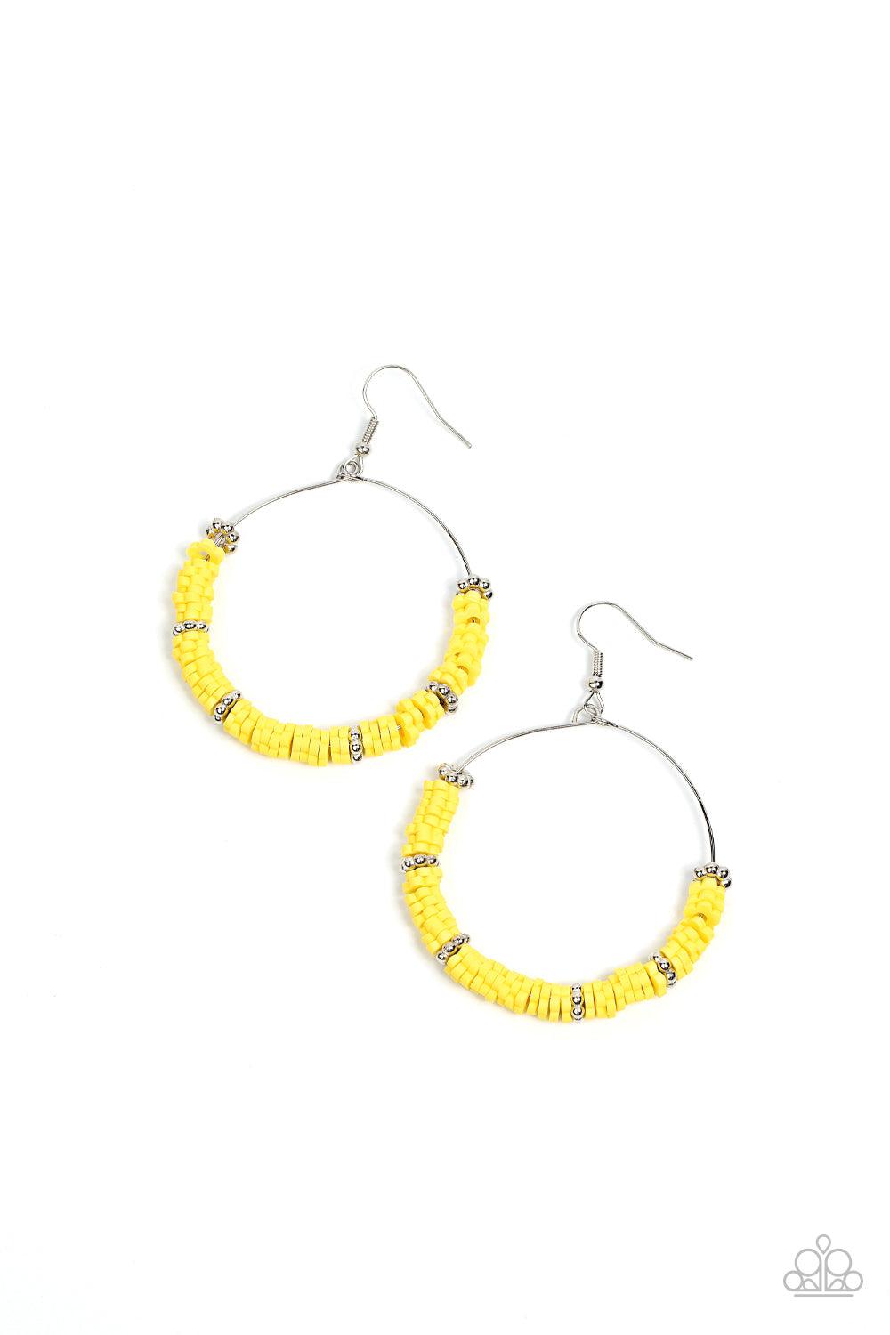 Loudly Layered Yellow Earrings - Paparazzi Accessories- lightbox - CarasShop.com - $5 Jewelry by Cara Jewels