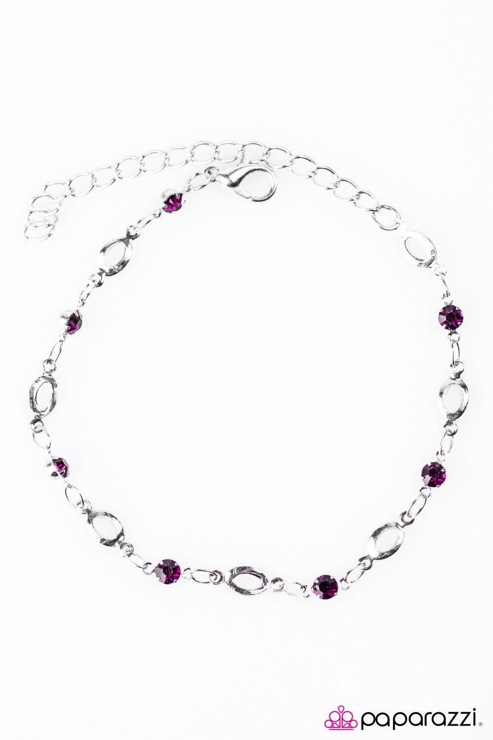 Love Don&#39;t Cost A Thing Silver and Purple Gem Bracelet - Paparazzi Accessories-CarasShop.com - $5 Jewelry by Cara Jewels