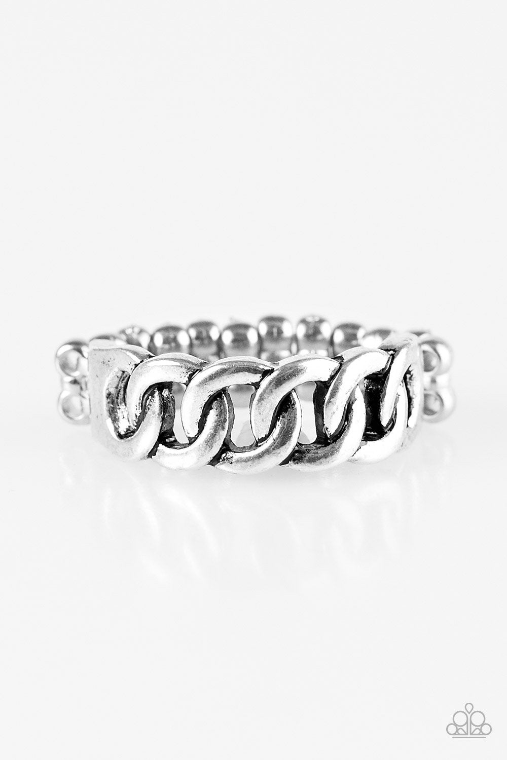 Love Is Chain Silver Ring - Paparazzi Accessories-CarasShop.com - $5 Jewelry by Cara Jewels