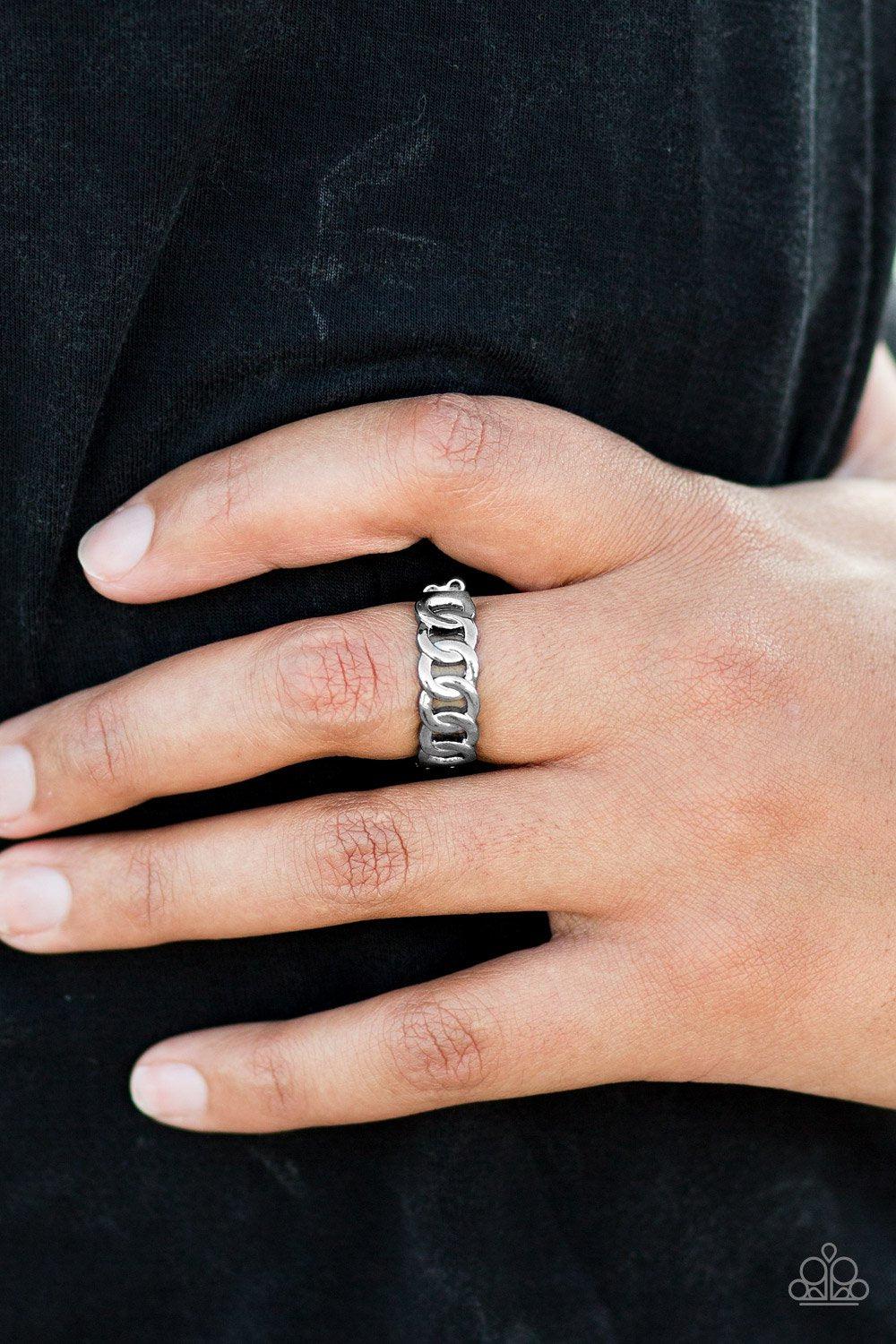 Love Is Chain Silver Ring - Paparazzi Accessories-CarasShop.com - $5 Jewelry by Cara Jewels