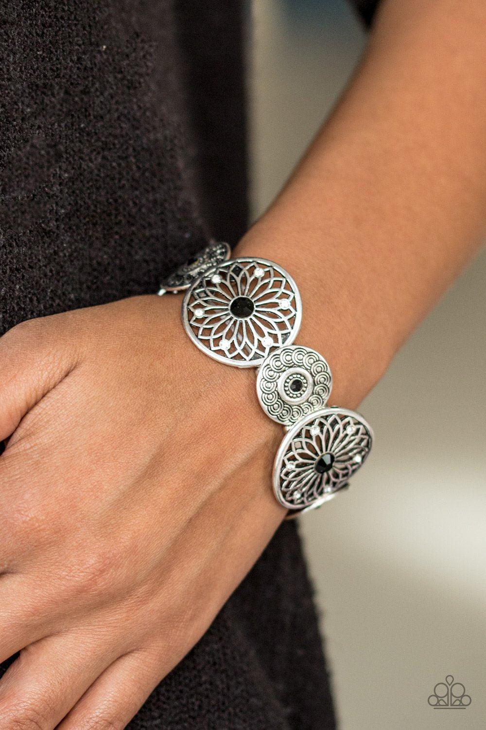 Love Wheel Find A Way Silver and Black Bracelet - Paparazzi Accessories-CarasShop.com - $5 Jewelry by Cara Jewels