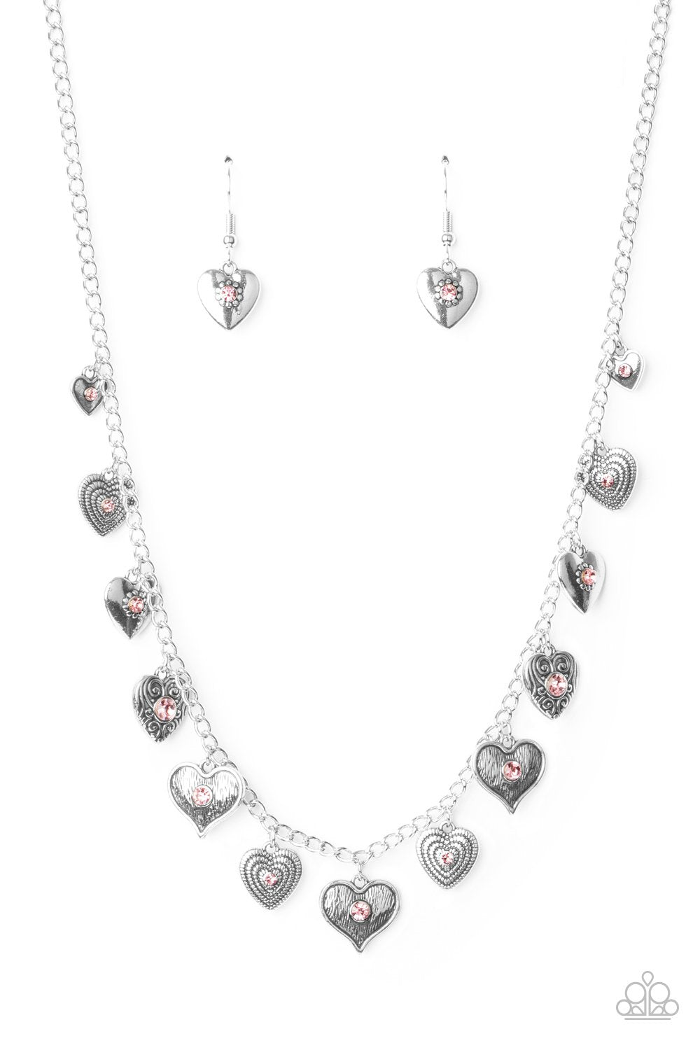 Lovely Lockets Pink Rhinestone Heart Necklace - Paparazzi Accessories - lightbox -CarasShop.com - $5 Jewelry by Cara Jewels