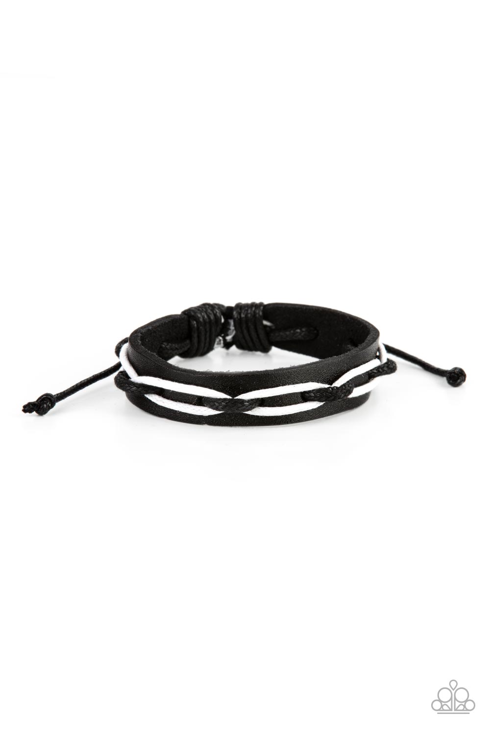 Lucky Locomotion Black Leather Urban Bracelet - Paparazzi Accessories- lightbox - CarasShop.com - $5 Jewelry by Cara Jewels