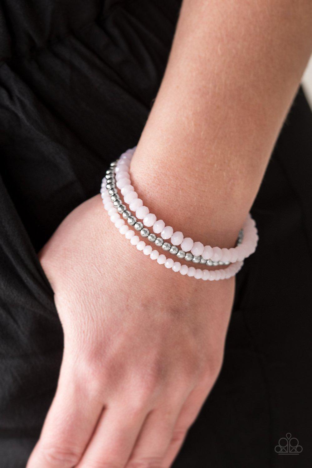 Luminous Lustre Pink Infinity Wrap Bracelet - Paparazzi Accessories-CarasShop.com - $5 Jewelry by Cara Jewels
