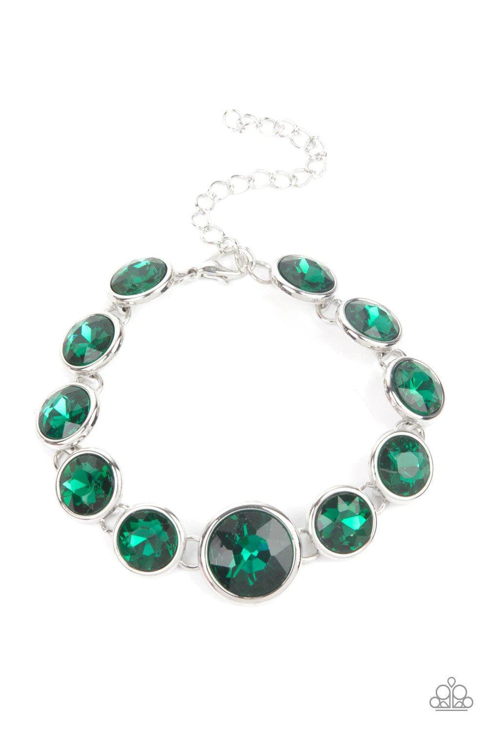 Lustrous Luminosity Green Bracelet - Paparazzi Accessories- lightbox - CarasShop.com - $5 Jewelry by Cara Jewels