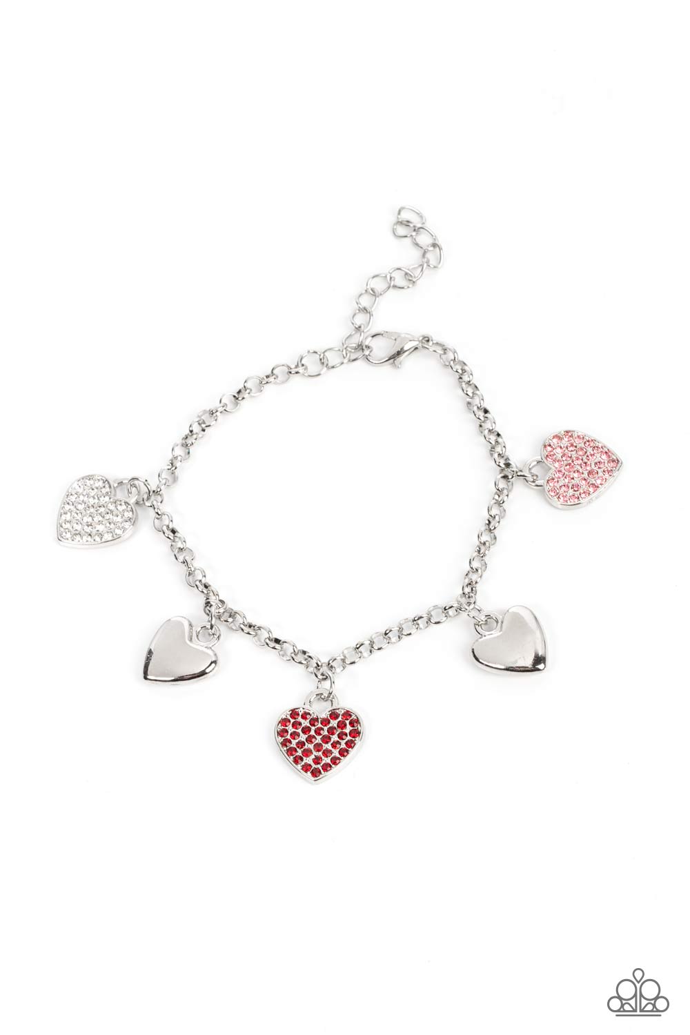 Lusty Lockets Multi Red and Pink Heart Charm Bracelet - Paparazzi Accessories- lightbox - CarasShop.com - $5 Jewelry by Cara Jewels