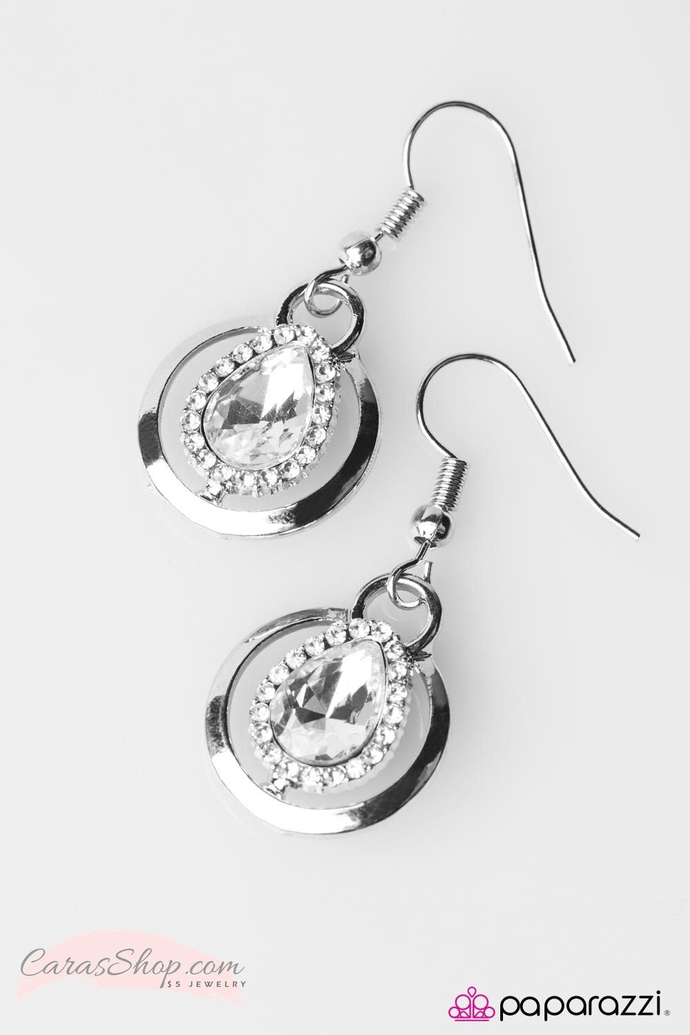 Luxe and Lush White and Silver Earrings - Paparazzi Accessories-CarasShop.com - $5 Jewelry by Cara Jewels