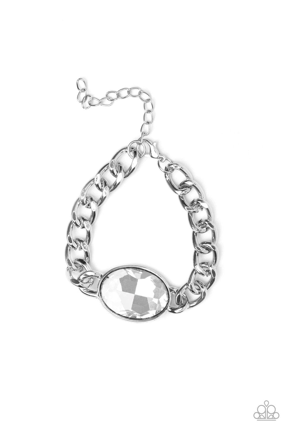 Luxury Lush White Bracelet - Paparazzi Accessories- lightbox - CarasShop.com - $5 Jewelry by Cara Jewels